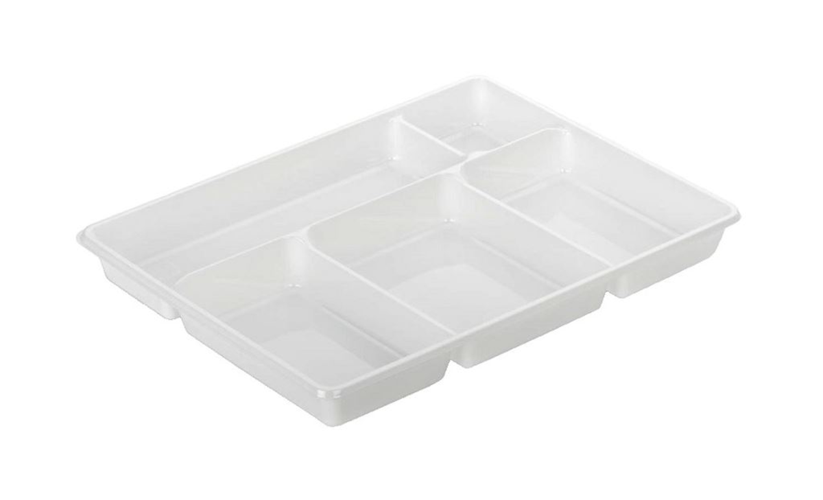 PLATEAU REPAS PS BLANC SELFIPACK 5 COMPARTIMENTS