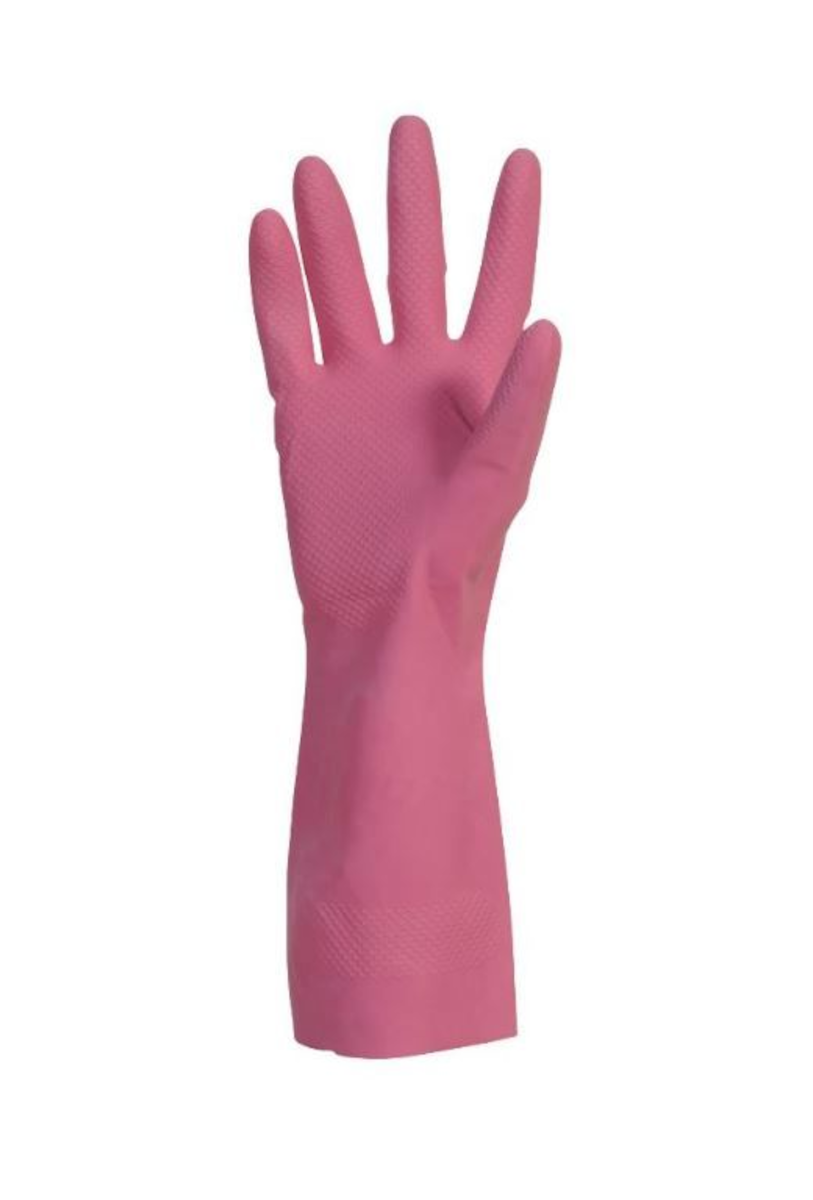 GANT DE MÉNAGE LATEX ROSE 30CM T.9,5
