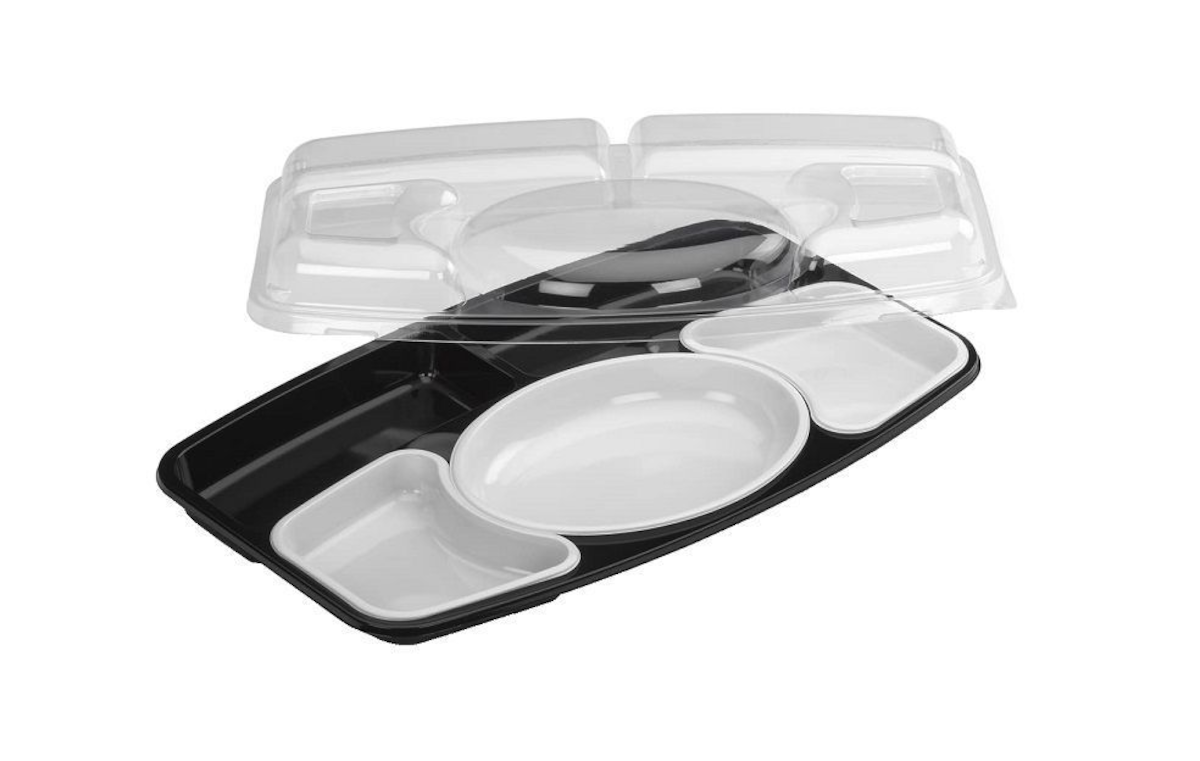 KIT PLATEAU REPAS PS NOIR SELFIPACK 5 COMPARTIMENTS