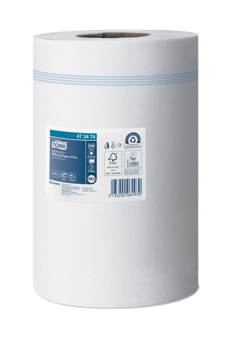 BOBINE D'ESSUYAGE DÉVIDAGE CENTRAL 2 PLIS BLANC 200 FORMATS REFLEX M3
