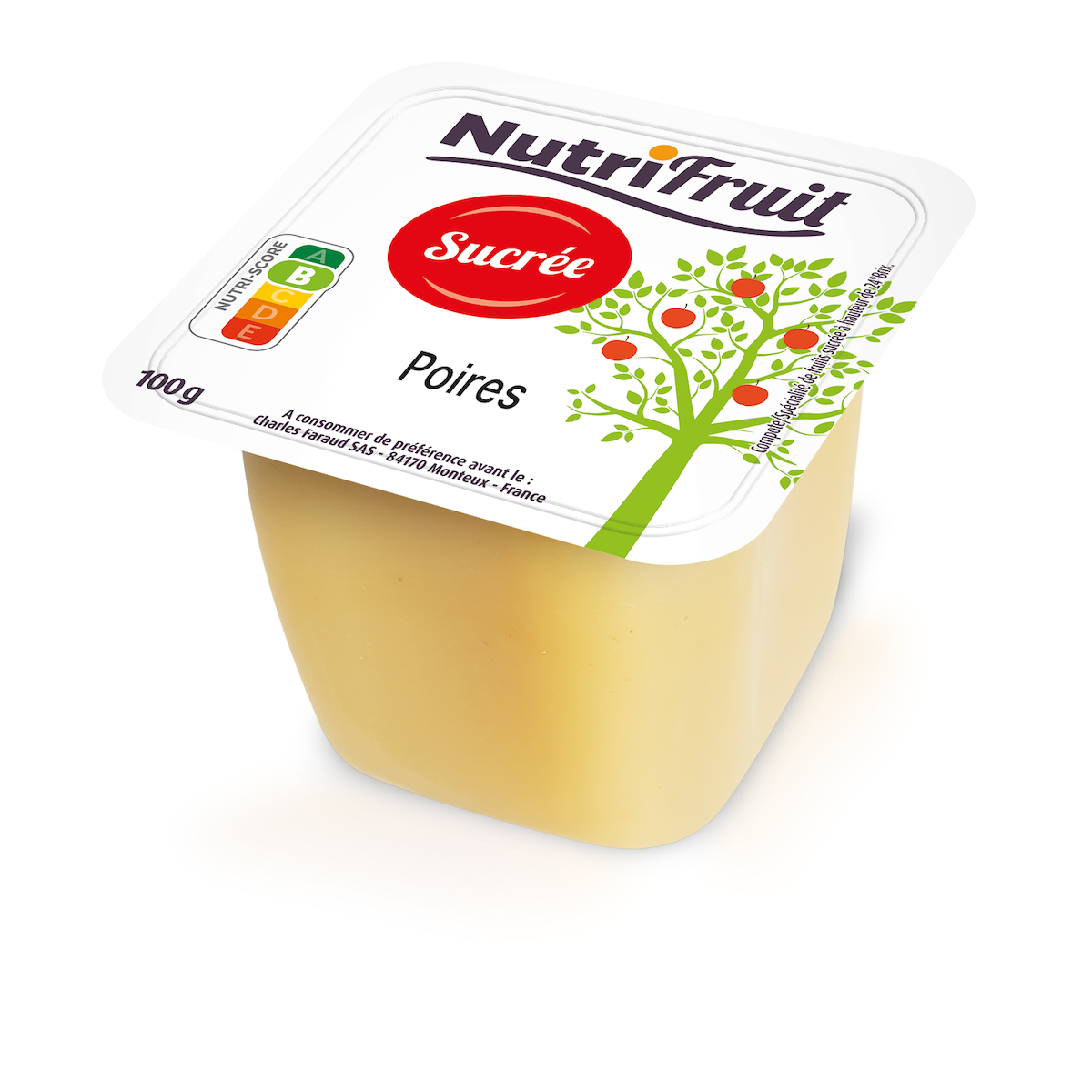 COMPOTES SUCREES POIRES - COUPELLE PLASTIQUE DE 100G