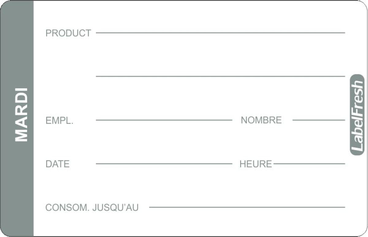 ETIQUETTE DE TRAÇABILITÉ ALIMENTAIRE 70X45MM MARDI