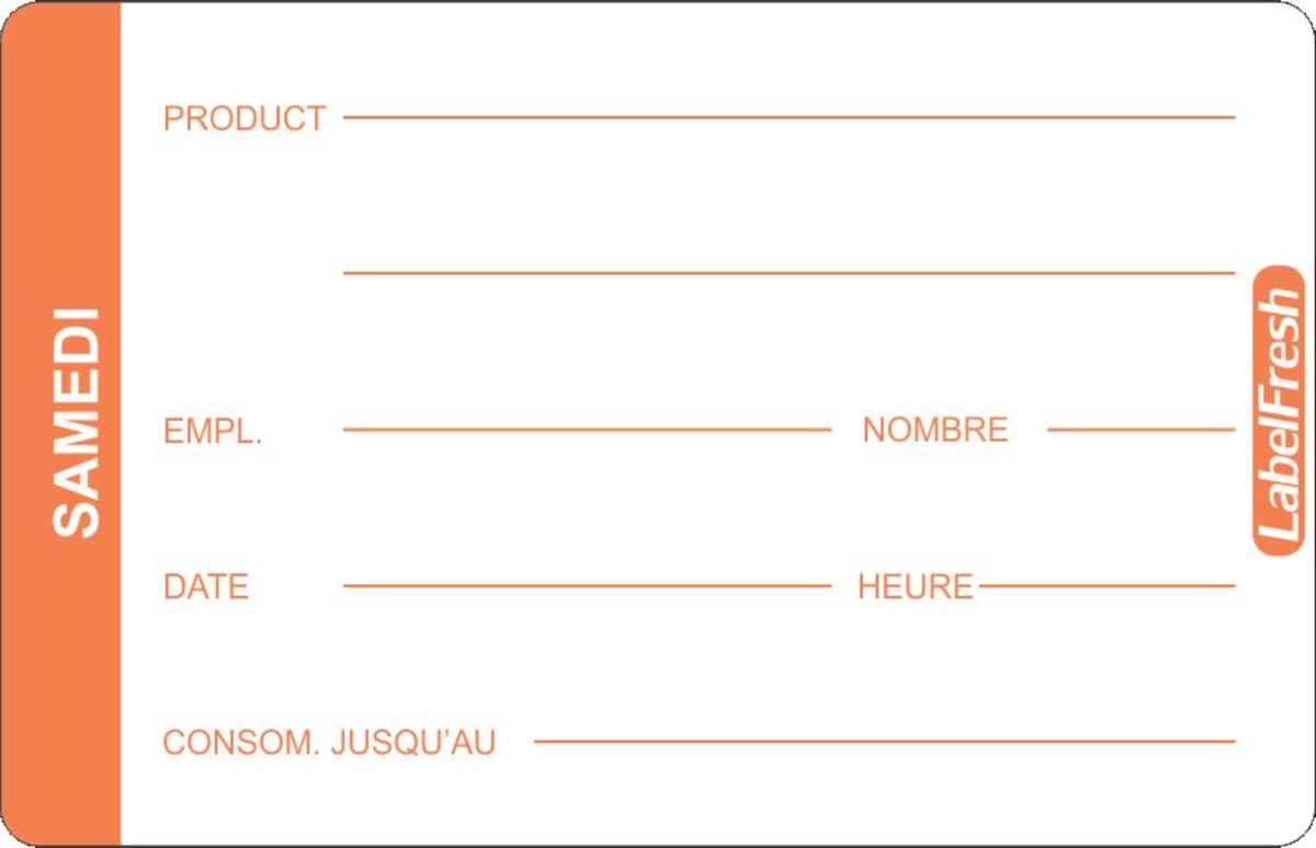 ETIQUETTE DE TRAÇABILITÉ ALIMENTAIRE 70X45MM SAMEDI