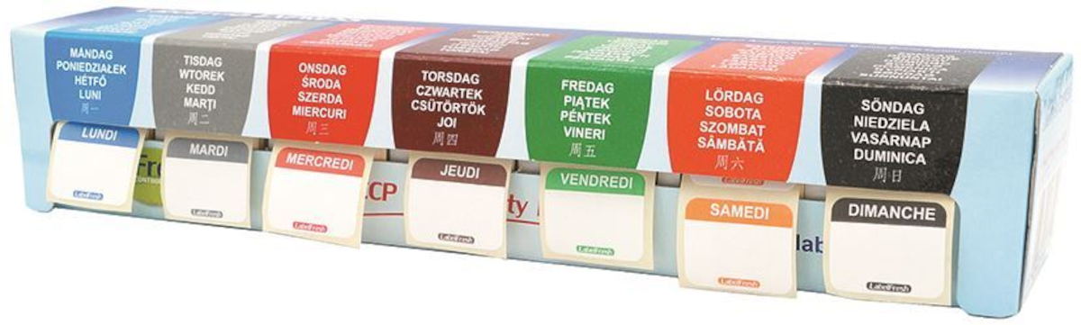 KIT ÉTIQUETTES DE TRAÇABILITÉ ALIMENTAIRE 7 JOURS 30X25MM