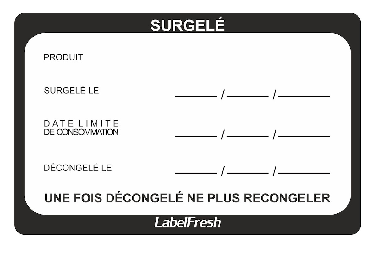 ETIQUETTE DE TRAÇABILITÉ ALIMENTAIRE 70X45MM SURGELÉ
