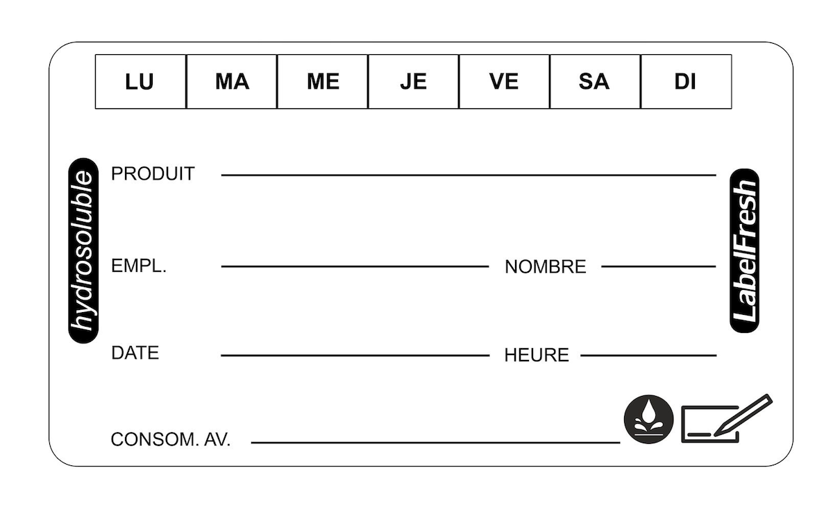 ETIQUETTE DE TRAÇABILITÉ ALIMENTAIRE 100% SOLUBLE 70X45MM