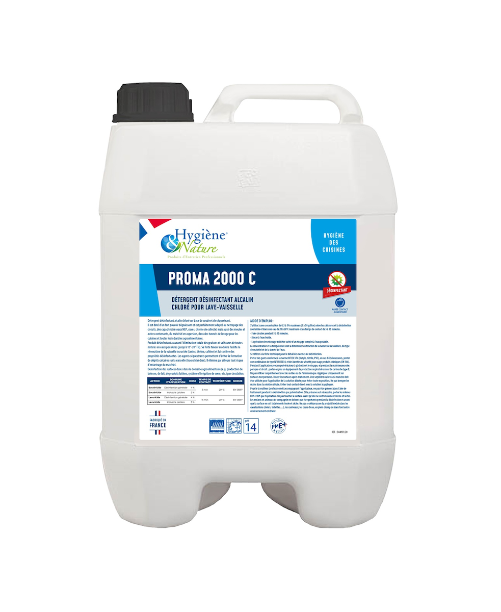 DÉTERGENT LIQUIDE LAVE VAISSELLE BACTÉRICIDE PROMA 2000C
