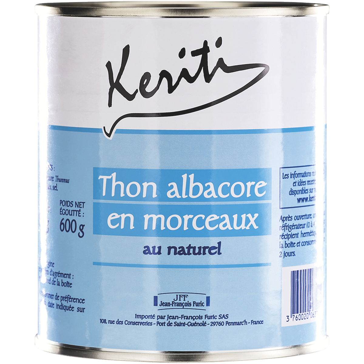 MORCEAUX DE THON ALBACORE AU NATUREL 1/1 H