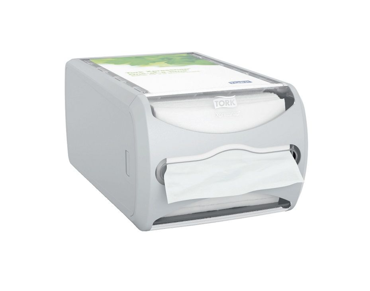 DISTRIBUTEUR GRIS DE SERVIETTES DÉCALÉES 400 SERVIETTES N4
