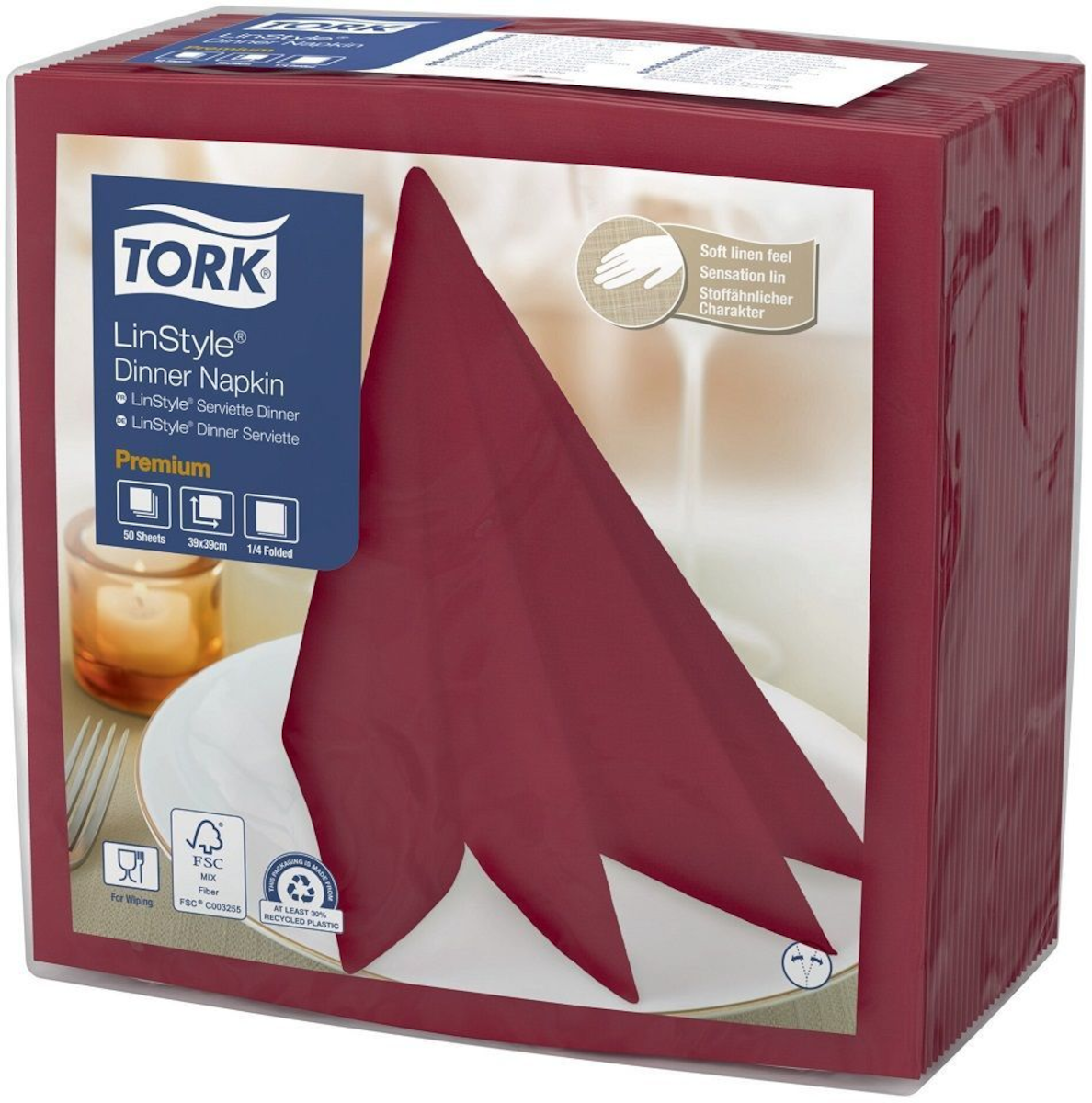 SERVIETTE NON TISSÉE LINSTYLE 40X40CM BORDEAUX