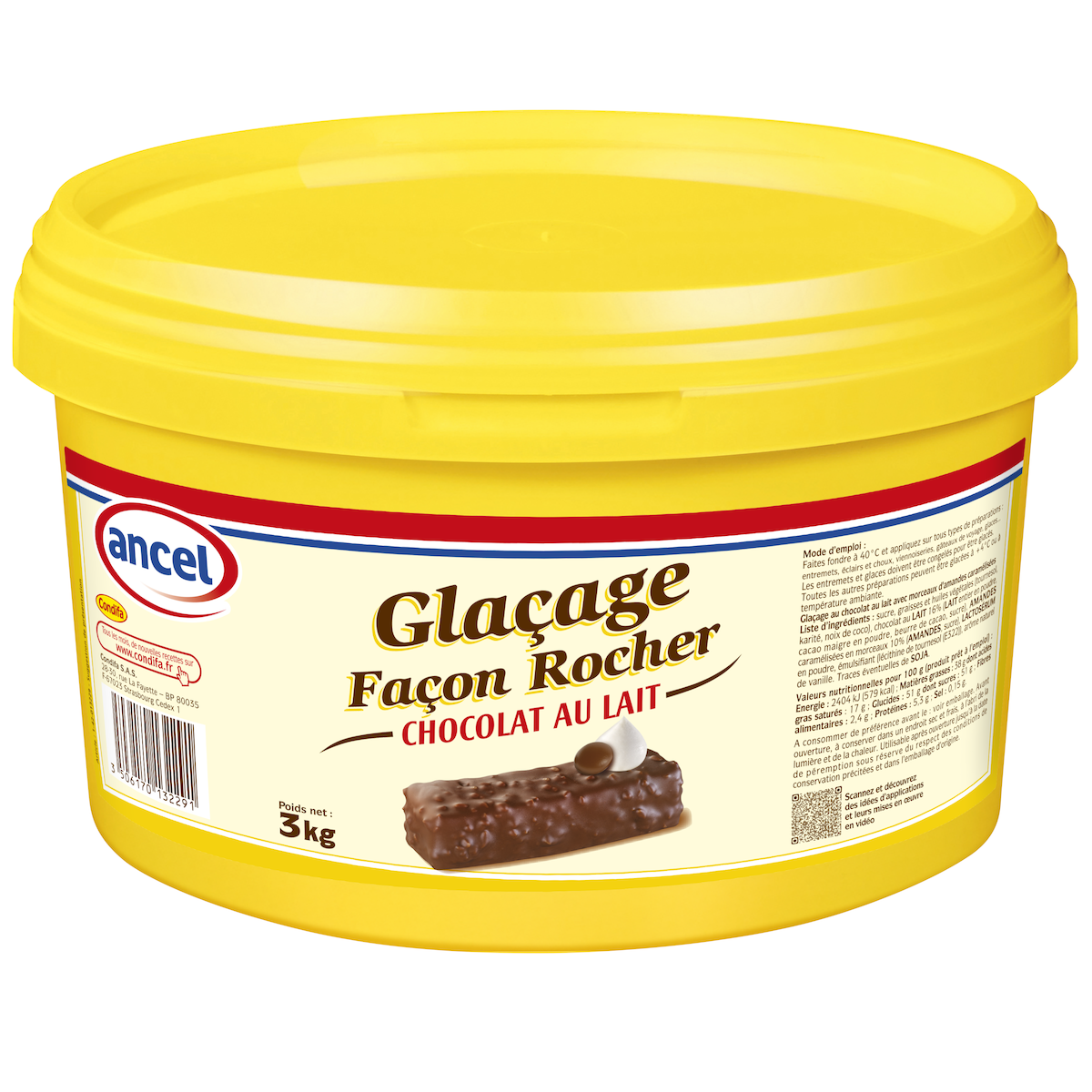 GLACAGE FACON ROCHER CHOCOLAT AU LAIT SEAU 3KG