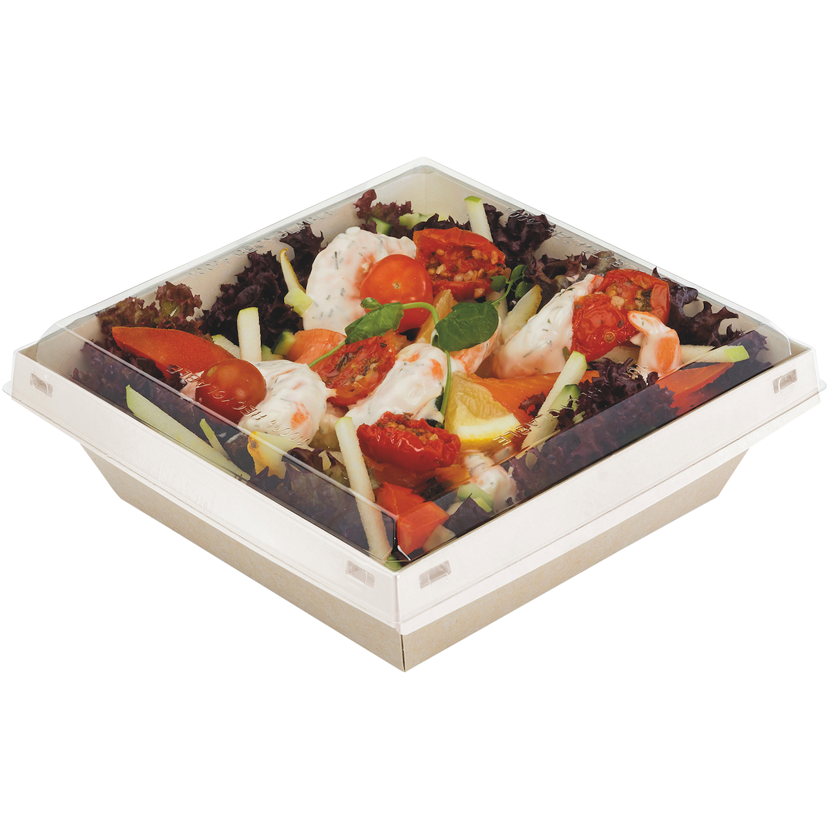 BARQUETTE CARTON AVEC COUVERCLE RPET LUXIFOOD 1200CC