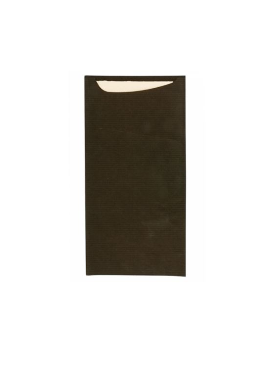 SACCHETTO KRAFT NOIR AVEC SERVIETTE OUATE 2 PLIS