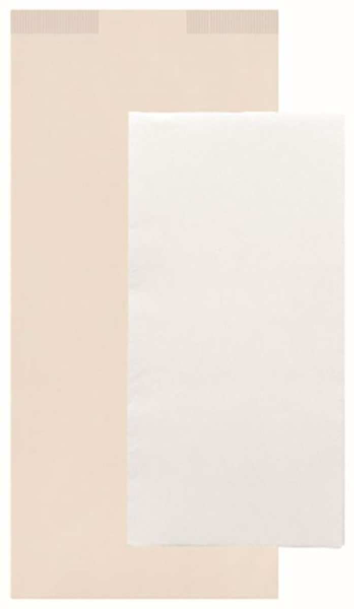 POCHETTE COUVERTS BLANCHE 11X25CM AVEC SERVIETTE DOUBLE POINT BLANCHE 40X32CM