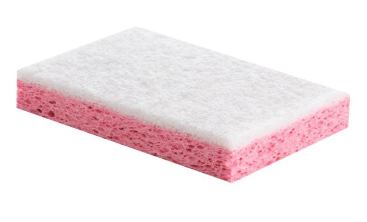 ABRASIF BLANC SUR ÉPONGE ROSE 8,4X12,6CM