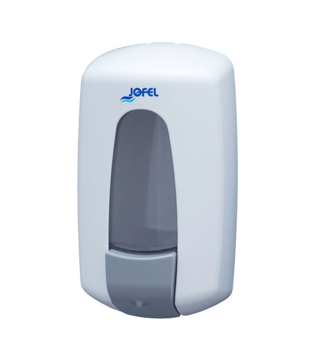 DISTRIBUTEUR MANUEL BLANC À REMPLISSAGE POUR GEL HYDROALCOOLIQUE 900ML