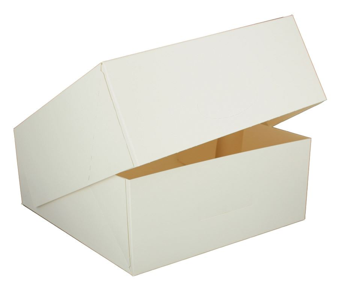 BOITE PÂTISSIÈRE CARTON BLANC 23X23X5CM