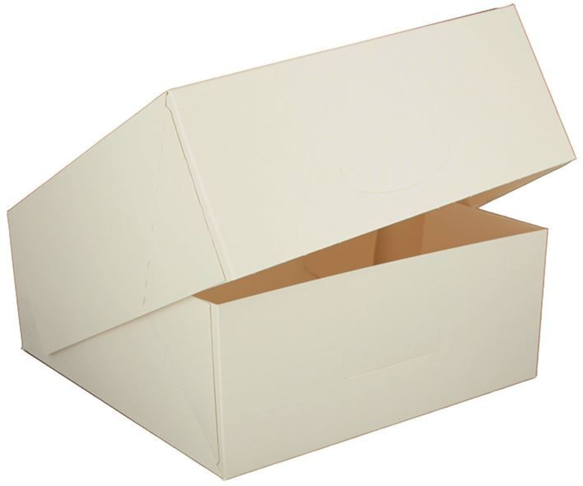 BOITE PÂTISSIÈRE CARTON BLANC 32X32X8CM