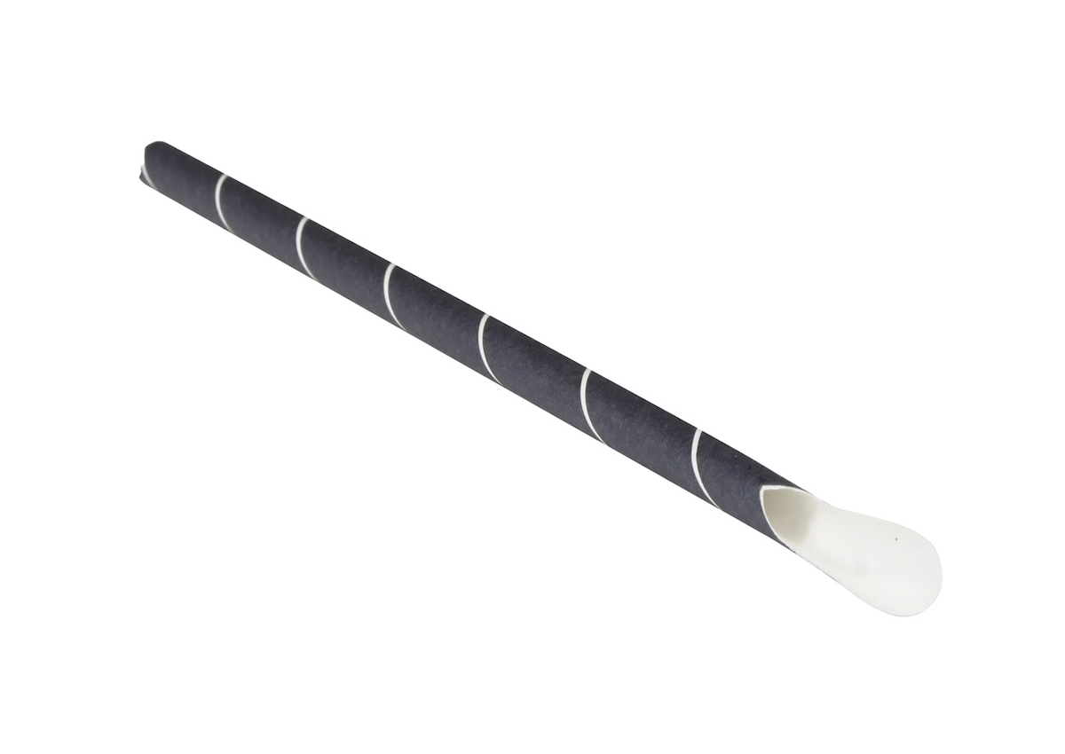 PAILLE PAPIER CUILLÈRE NOIRE / BLANCHE 20CM DIA. 8MM