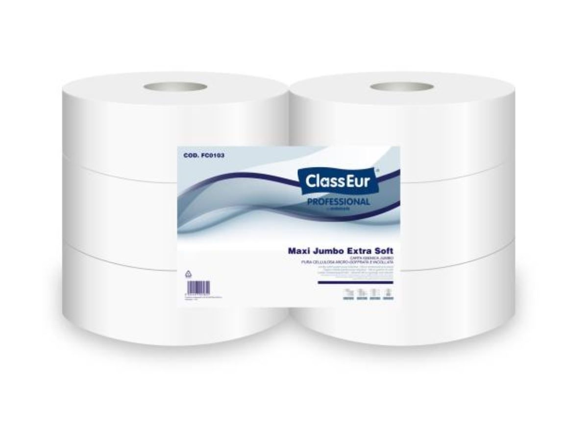 ROULEAU PAPIER TOILETTE 2 PLIS BLANC GAUFRÉ 1050 FORMATS MAXI JUMBO