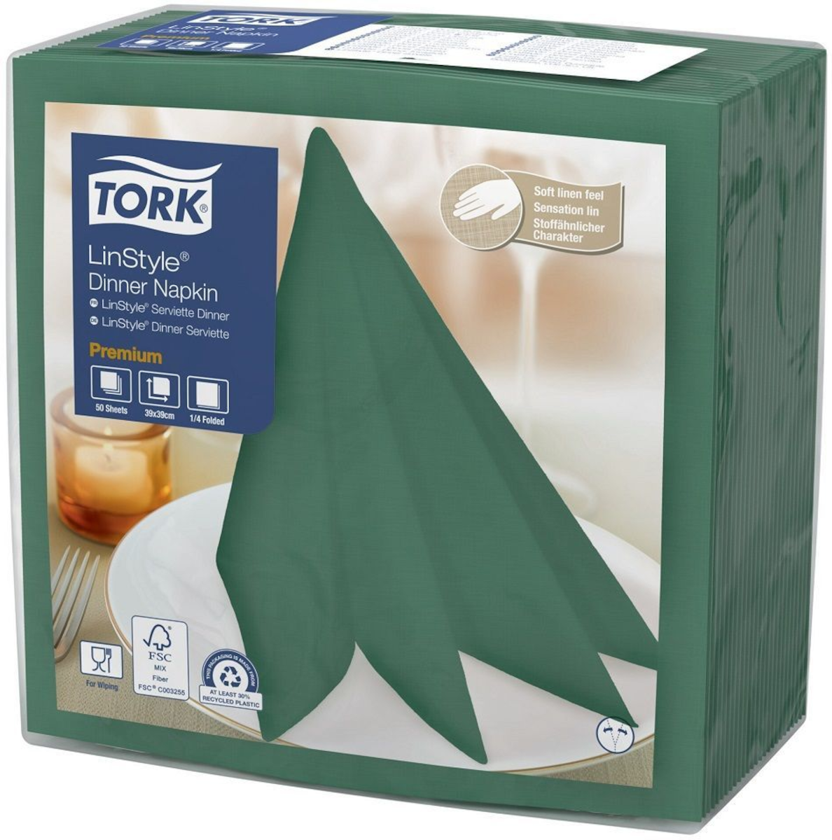 SERVIETTE NON TISSÉE LINSTYLE 40X40CM VERT CHÊNE