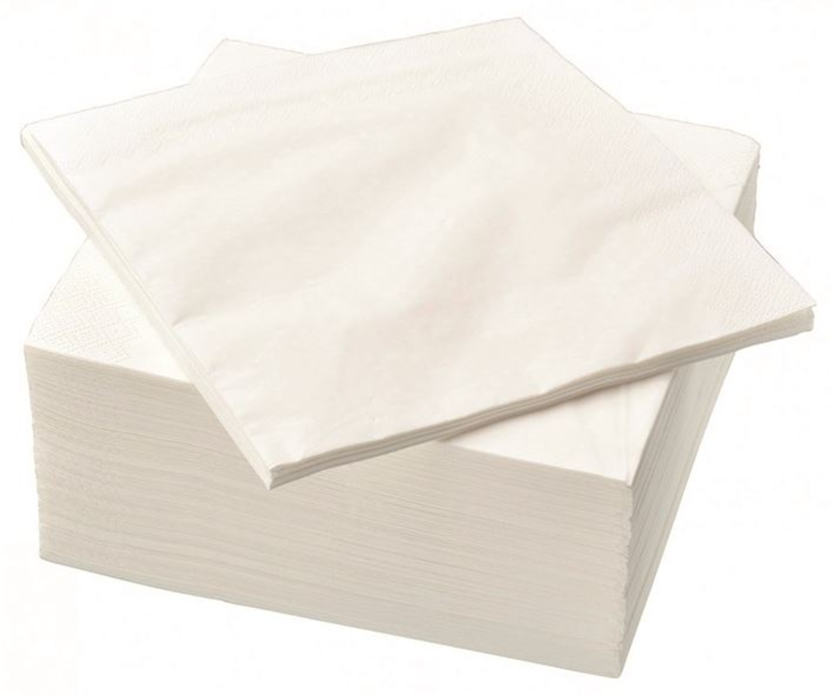 SERVIETTE OUATE 1 PLI 30X30CM BLANCHE