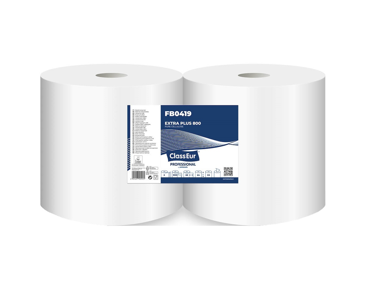 BOBINE D'ESSUYAGE 2 PLIS T1000 FORMATS BLANC