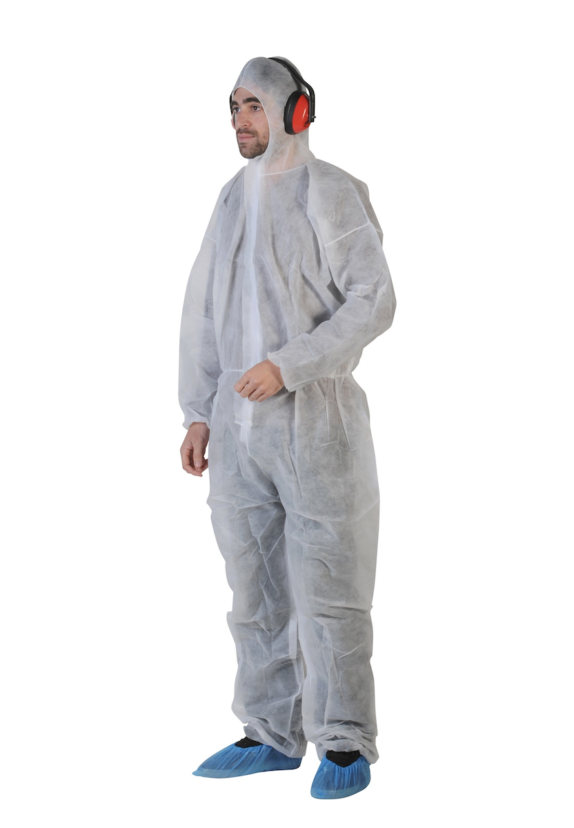COMBINAISON PP NON TISSÉ BLANC AVEC CAPUCHE T.L
