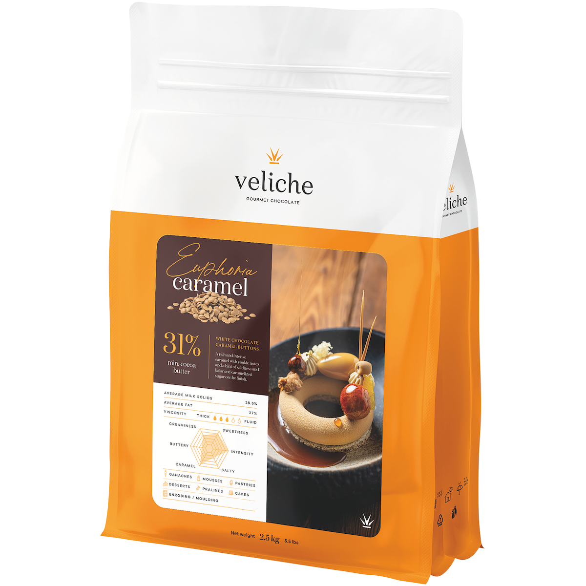 CHOCOLAT BLANC CARAMEL 31% EN PÉPITES DOTS EUPHORIA 5KG