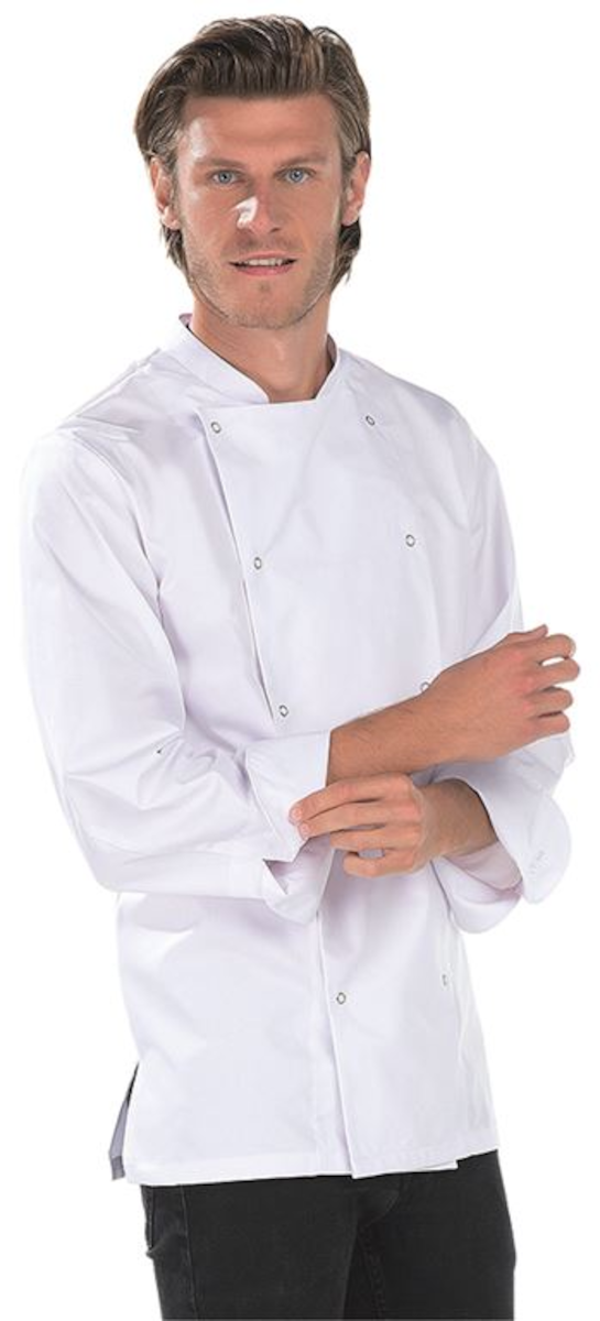 VESTE DE CUISINE HOMME POLYCOTON BLANC MANCHES LONGUES JIMMY