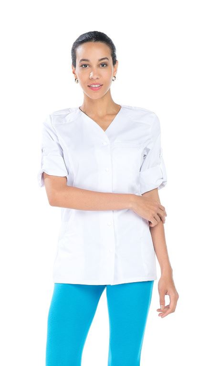 TUNIQUE POLYCOTON BLANCHE MANCHES TRANSFORMABLES MAGALI