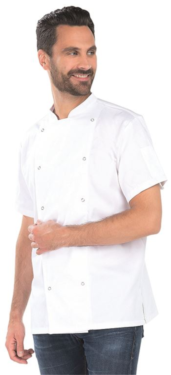 VESTE DE CUISINE HOMME POLYCOTON BLANC MANCHES COURTES JIM