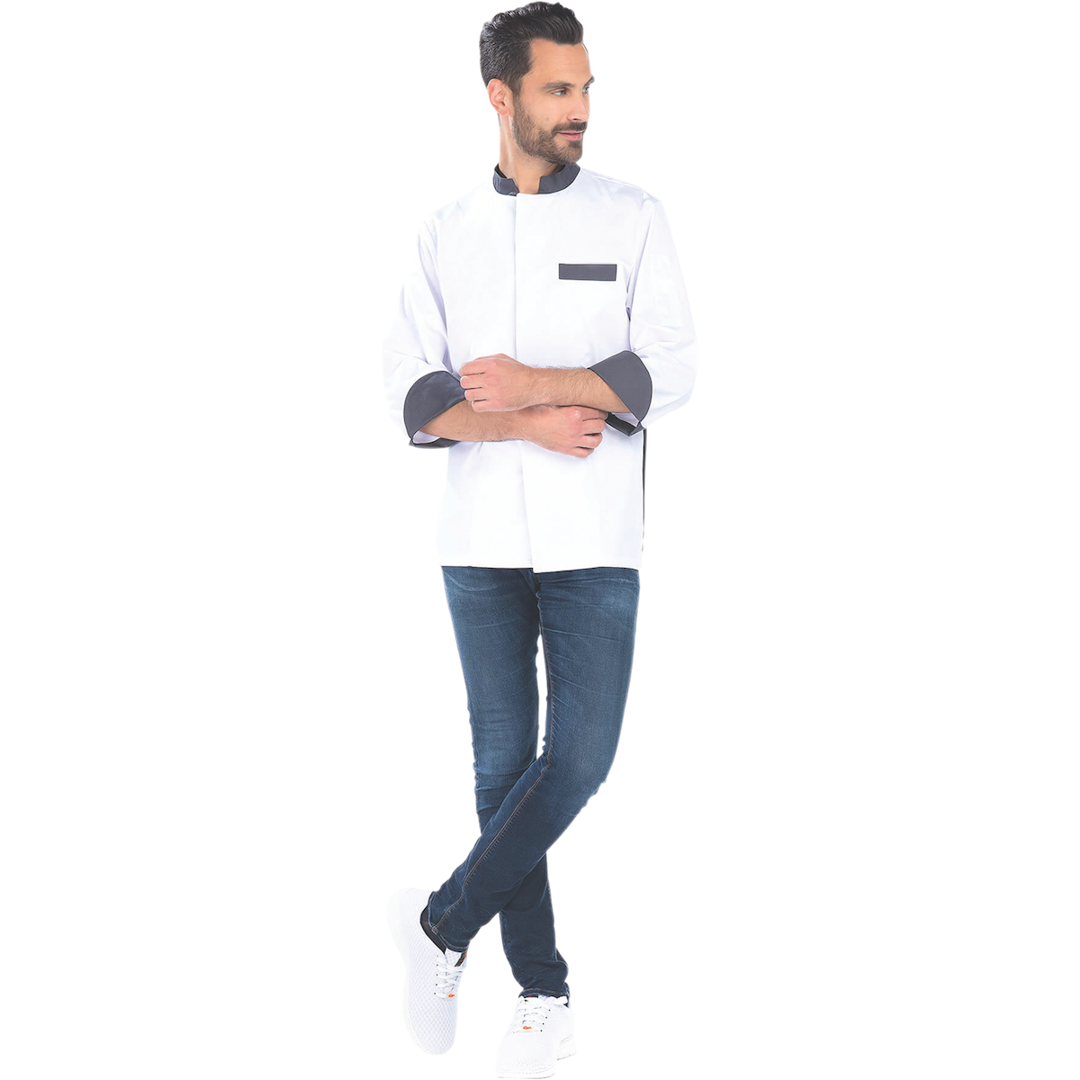 VESTE DE CUISINE HOMME POLYCOTON MANCHES LONGUES ENZO