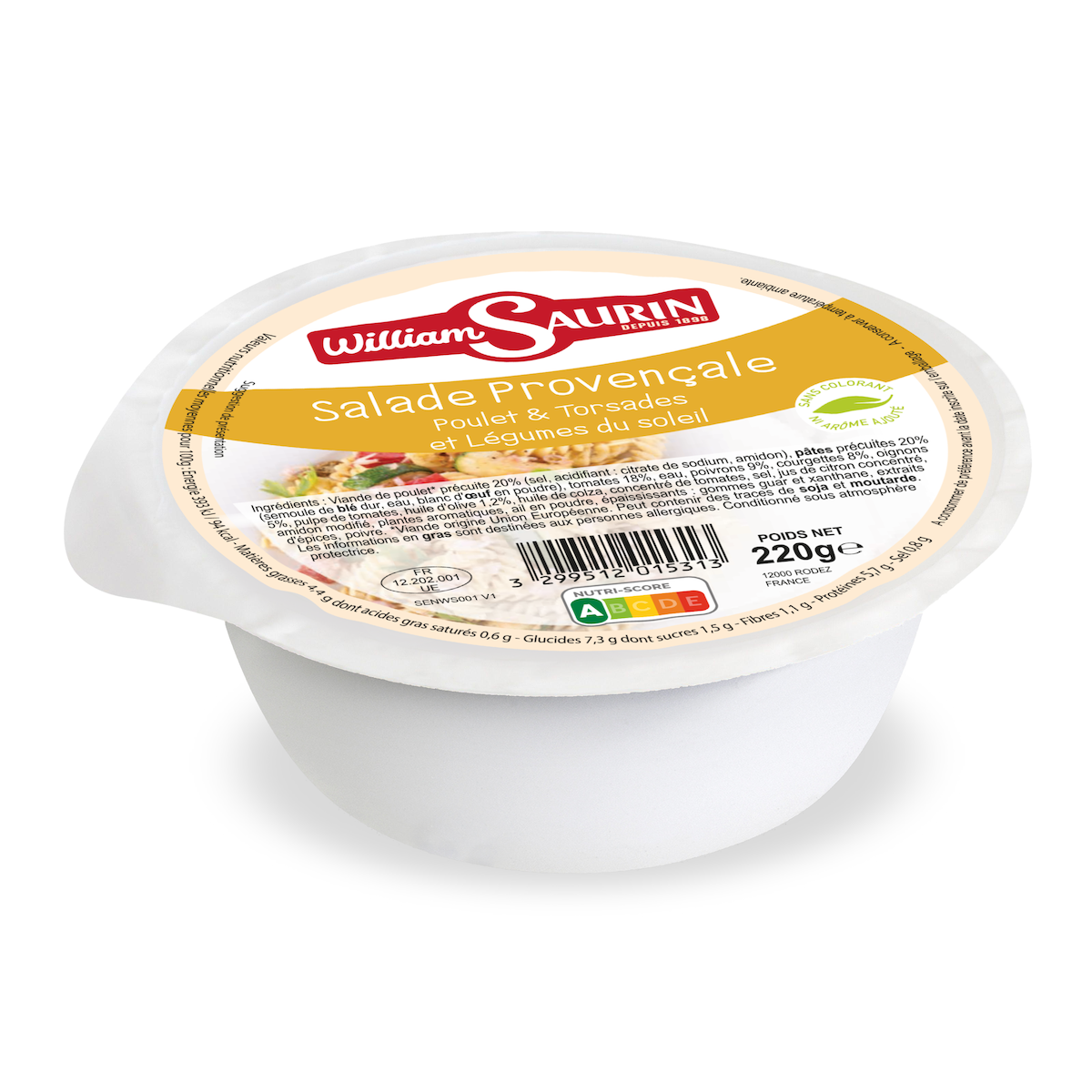 SALADE PROVENCALE POULET TORSADES LEGUMES 220G
