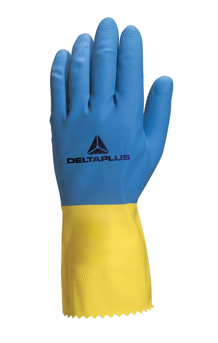 GANT DE MÉNAGE LATEX BLEU / JAUNE 30CM DUOCOLOR VE330
