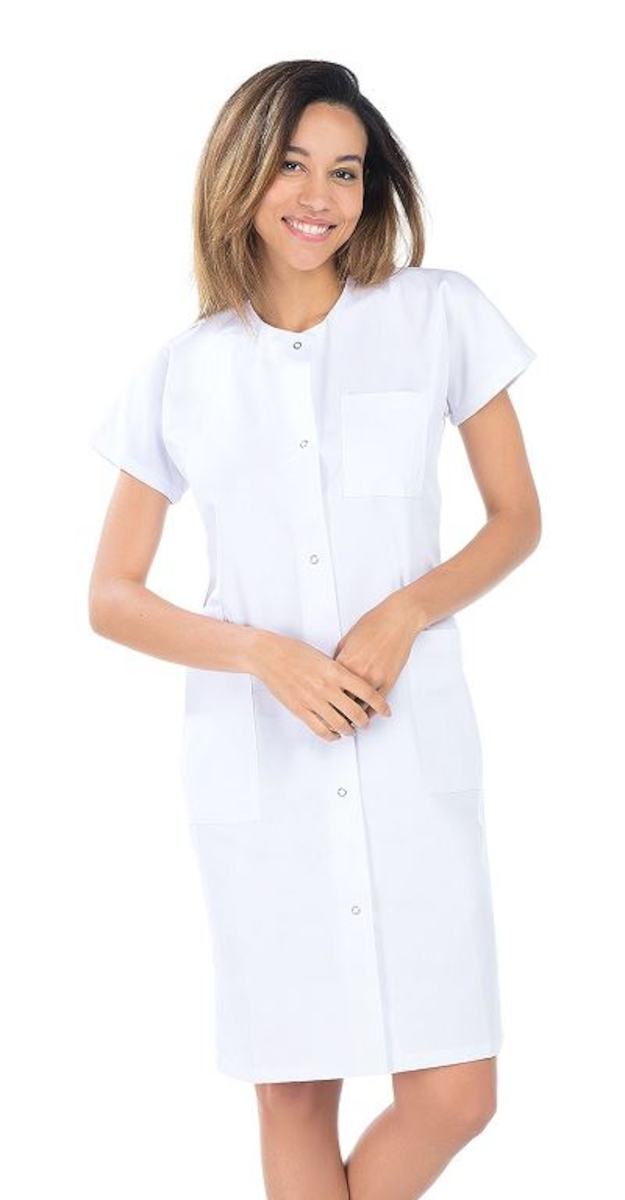 BLOUSE POLYCOTON BLANCHE MANCHES COURTES BCI CATHERINE