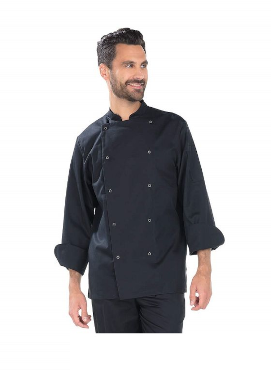 VESTE DE CUISINE POLYCOTON NOIRE MANCHES LONGUES JIMMY