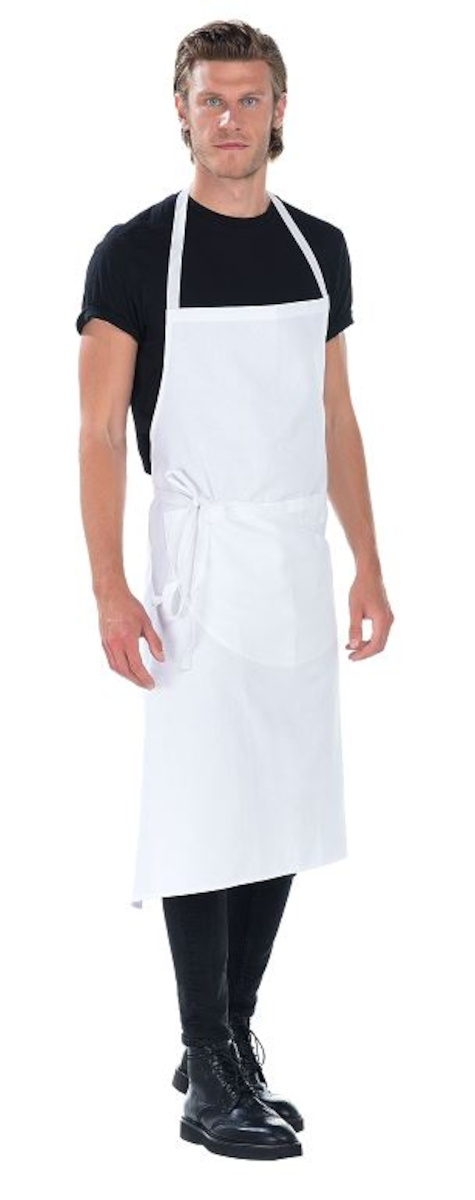 TABLIER COTON BLANC AVEC BAVETTE