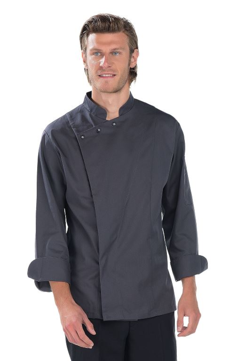 VESTE DE CUISINE POLYCOTON ANTHRACITE MANCHES LONGUES JEREMY