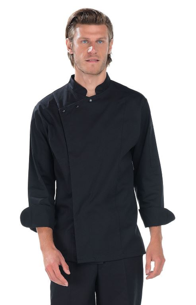 VESTE DE CUISINE POLYCOTON NOIRE MANCHES LONGUES JEREMY