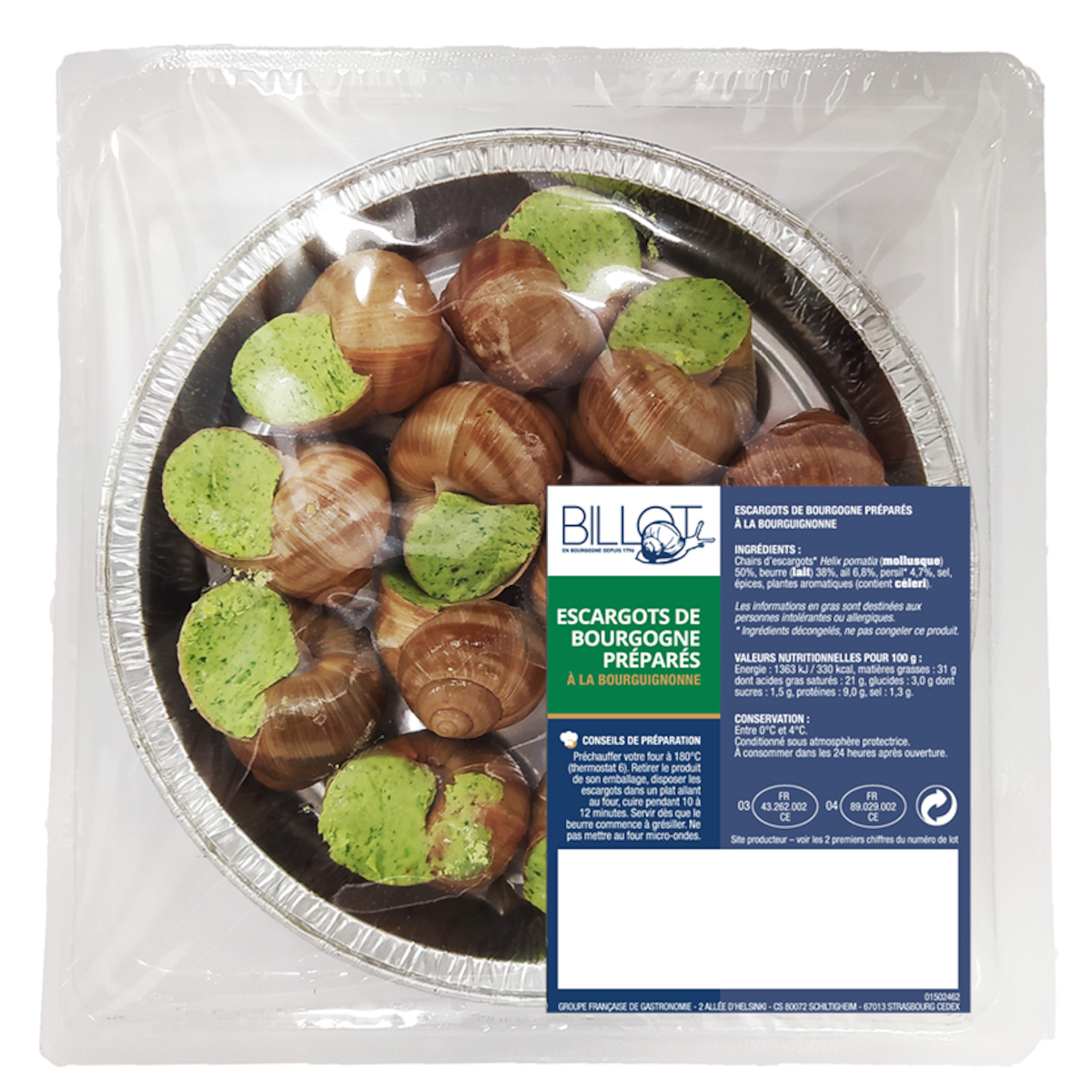 12 ESCARGOTS DE BOURGOGNE BELLE GROSSEUR 89G FRAIS