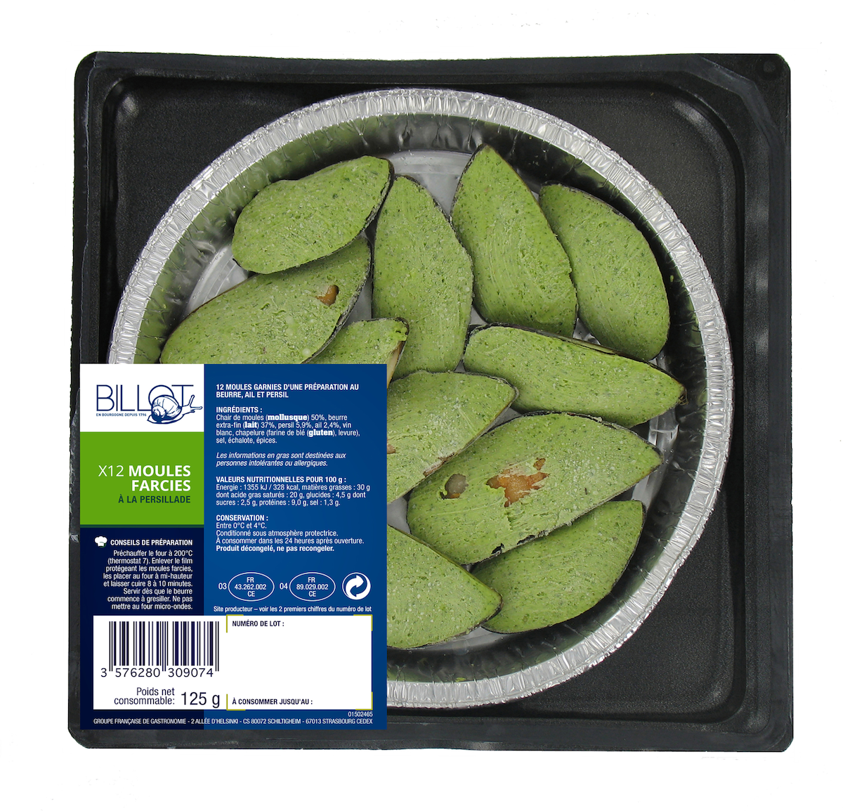 12 MOULES FARCIES PERSILLADE 125G FRAIS